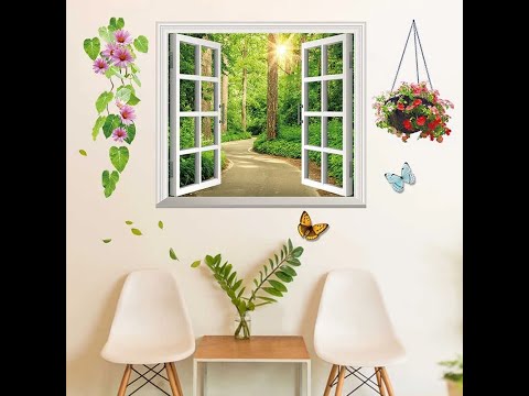 Tree Boulevards Fake Window XH-1141C 3D Wall Stickers For Kids Room Wall Decoration Stickers
