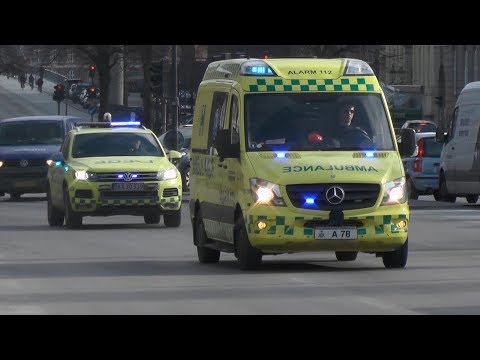 Copenhagen Akutlaege & Ambulance responding to call + to hospital