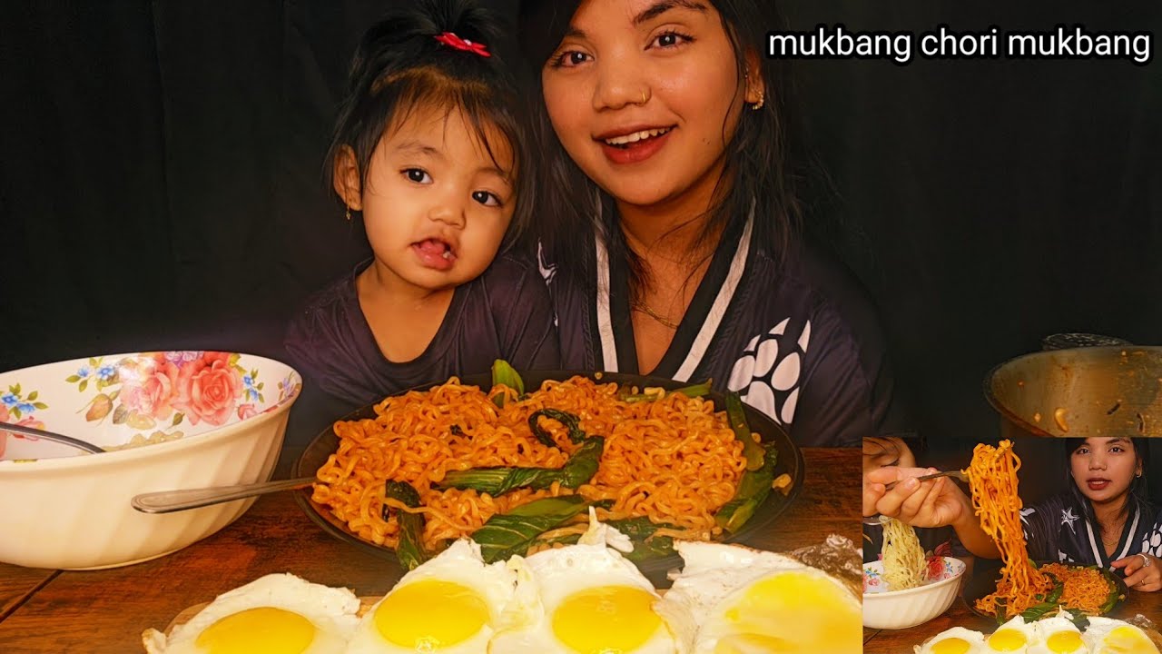 Spicy 2x Noodles With eggs sanga mukbang with my pukulimaya 