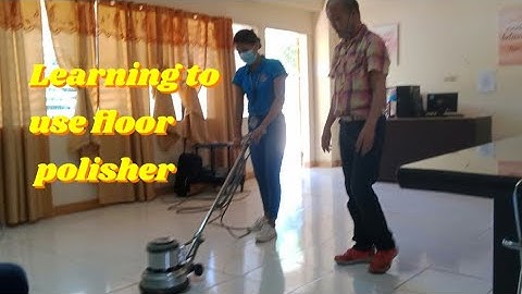 First time learning how to use floor polisher with our prof.