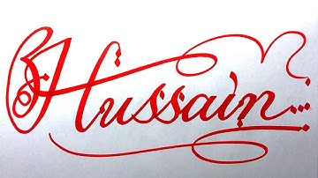 Hasnain Name Signature Calligraphy Status | How to Cursive write with cut Marker #hasnain @Hasnain