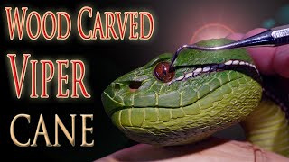 Carving A Bamboo Pit Viper And Cicada Walking Cane