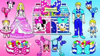 Pink Minnie Family VS Blue Daisy Family Playground Decorate - Barbie's New Home | WOA Barbie House