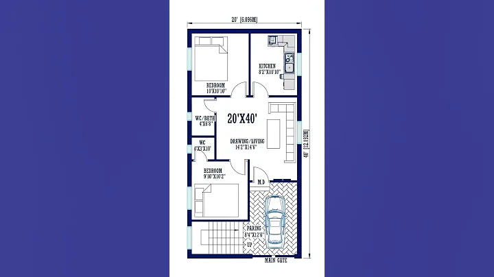 20x40 house plan | 20x40 house plan with car parking | 800 sqft house plan