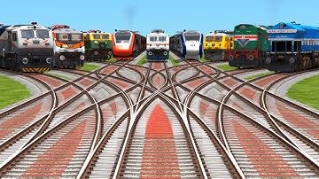 All ICF & LHB Trains Crossing On Bumpy Forked Railroad Tracks | train simulator classic 2025