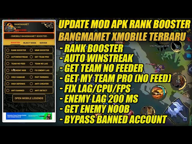 UPDATE MOD APK RANK BOOSTER BANGMAMET XMOBILE TERBARU - Mobile Legends Indonesia class=