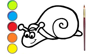 How to draw a cute snail easy for your baby. Coloring with poster paints.