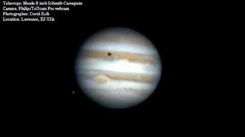 3D Jupiter Animation from June 19, 2005 Show Transit of Io and an Occultation of Ganymede