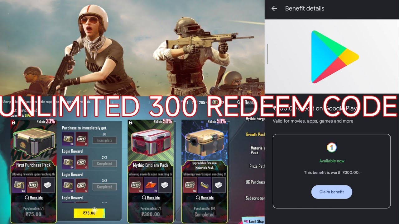 Google 1500 redeem code + growth pack + prime plus purchase #pubgmobile ...