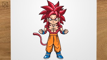 How to draw GOKU Super Saiyan 4 (Dragon Ball Daima) step by step, EASY