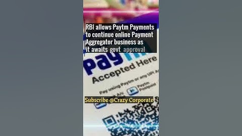 RBI allows Paytm Payments to continue online Payment Aggregator #youtubeshorts #ytshorts #shorts