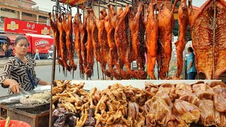 Super! Khmer woman Top Butcher Pork and Duck - Grilled Duck Pork & Fish Chops, Roast duck yummy.