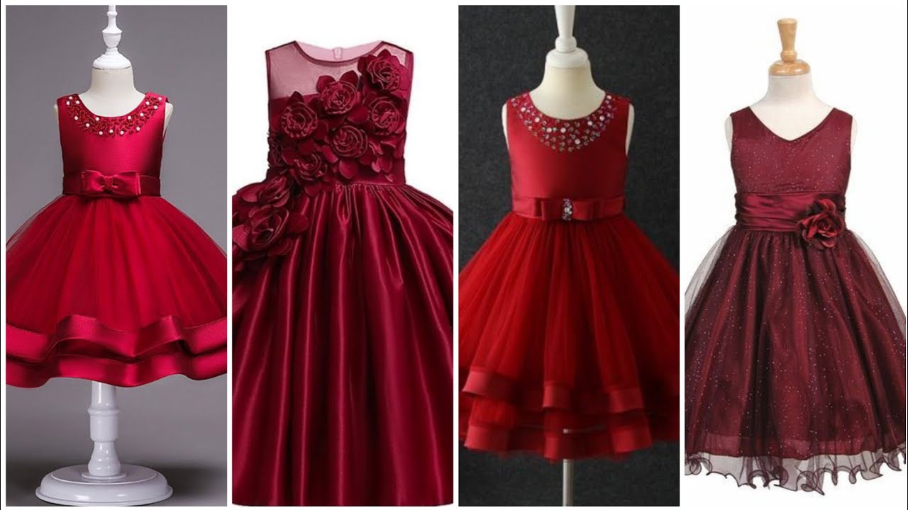 maroon colour baby frock