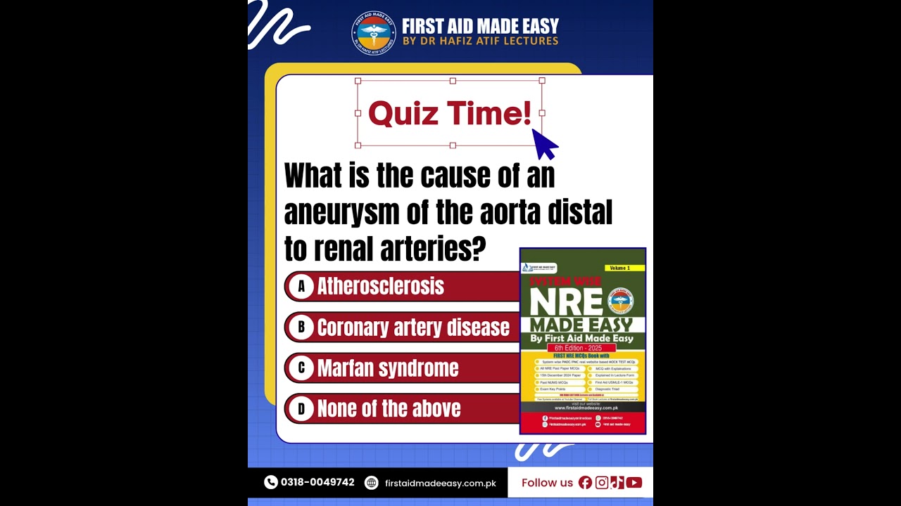 Tell your answer in comment section | First Aid Made Easy Platform | Dr Hafiz Atif #nre2025 #pmdc