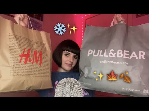 ASMR Winter Clothing Haul - H&M, Pull&Bear✨❄️🍂 (fabric sounds)