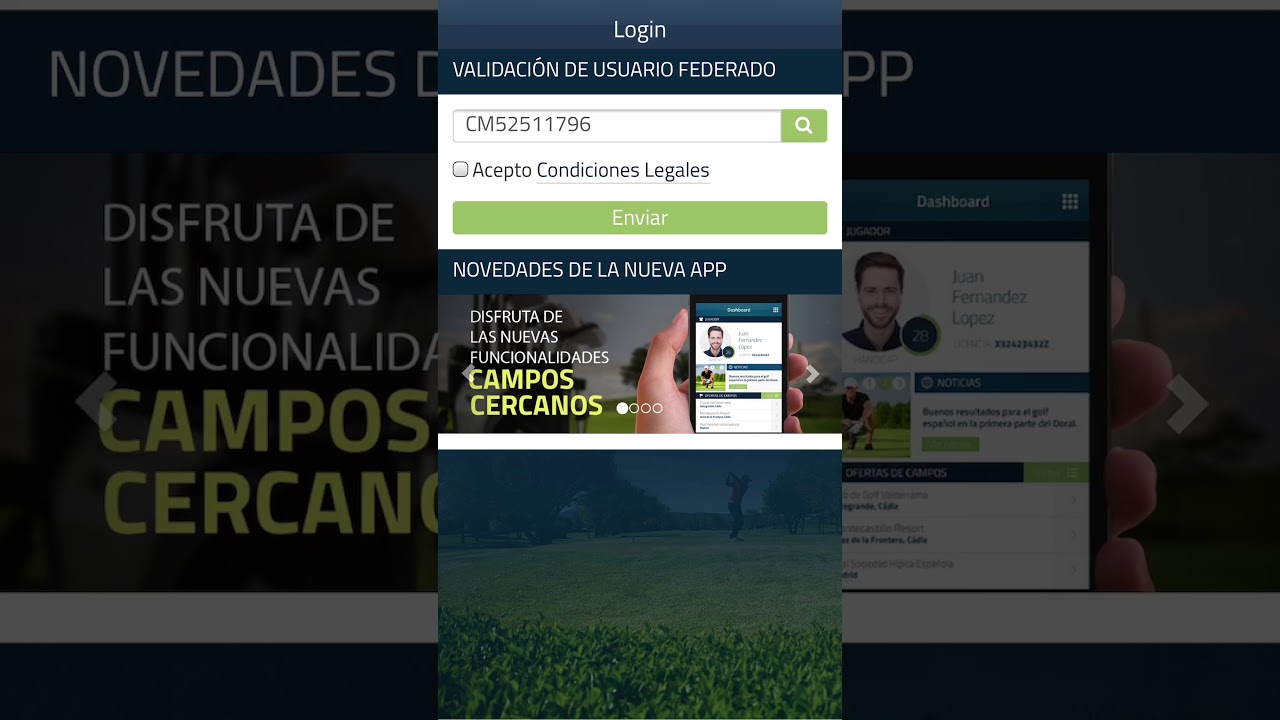 Vídeo tutorial App móvil RFEG: cómo registrarse