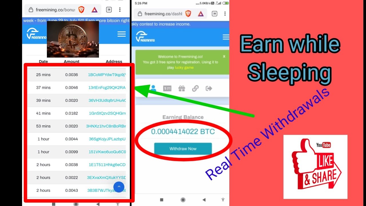 Free btc mining earn while sleeping youtube