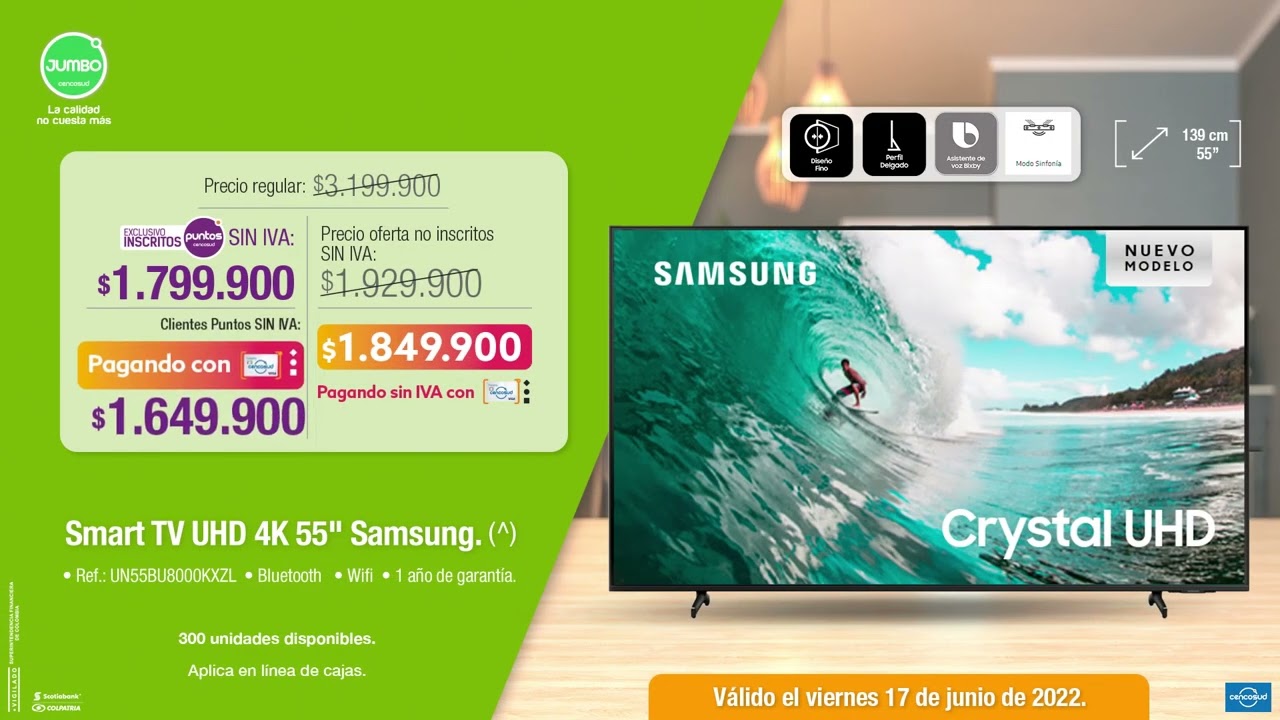 En el día sin IVA aprovecha en Jumbo descuentos en Smart Tv marca Samsung.  - YouTube