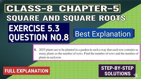 Class 8 Maths | Chapter- 5 | Squares and Square Roots | Exercise 5.3 Question 8 | NCERT Explained
