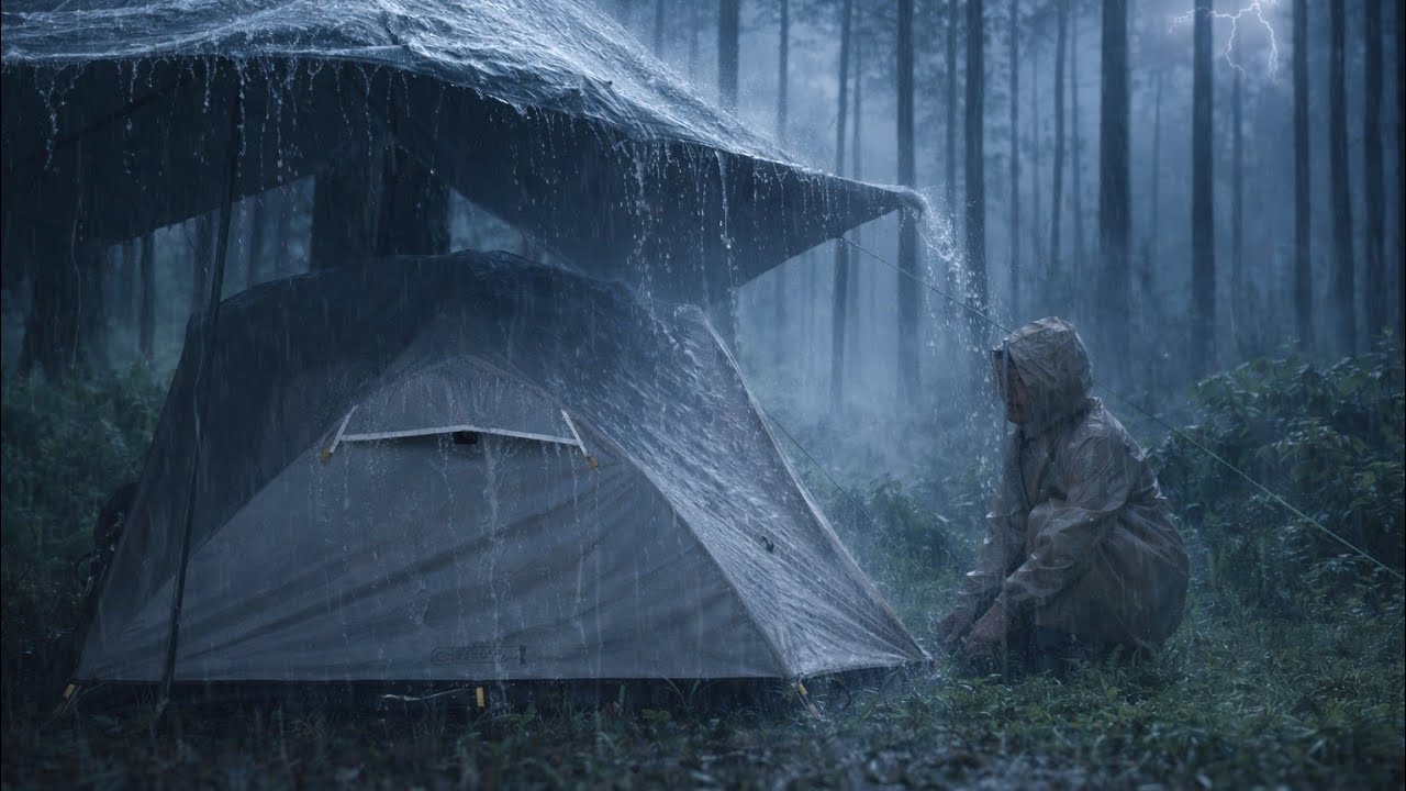 SOLO CAMPING IN A SEVERE STORM | Relaxing in a Warm Tent with Heavy Rain All Night
