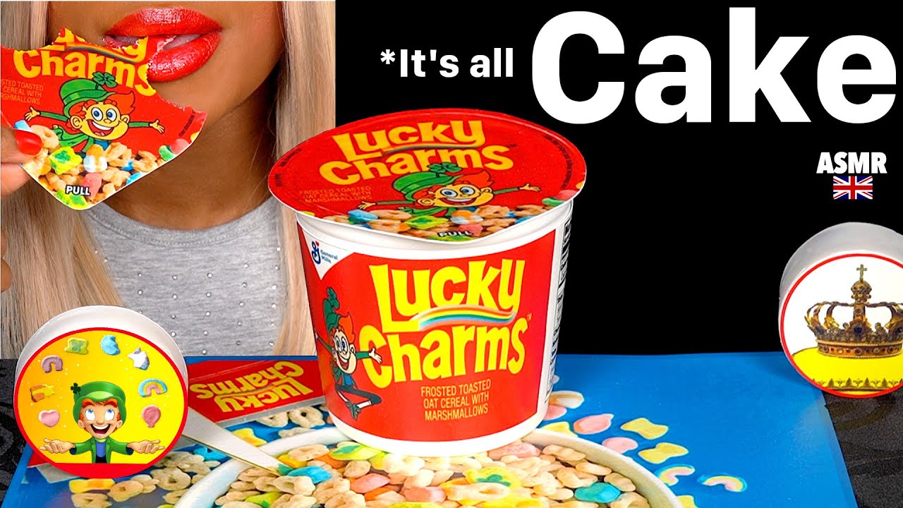 ASMR Eating Realistic CAKE Lucky Charm Cereal Tub, Cake Art, Leprechaun Oreo Cookies mukbang 먹방