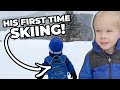 3 year old tries to ski for the first time! New Years Celebration!