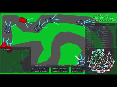 Evolving neural networks for racing agents [100 generations]