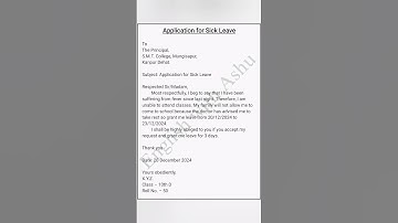 Leave Application for Illness | Class 10 English | Best Format for Students