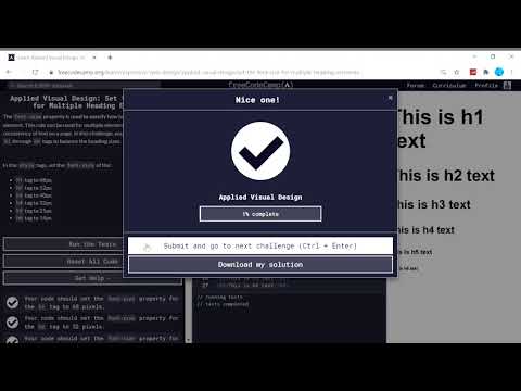 Applied Visual Design (14/52) | Set the font-size for Multiple Heading Elements | freeCodeCamp