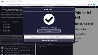 Applied Visual Design (14/52) | Set the font-size for Multiple Heading Elements | freeCodeCamp