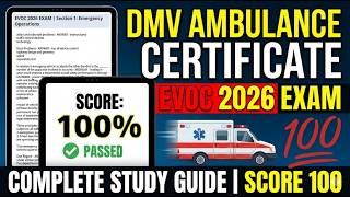 DMV Ambulance Certificate EVOC 2026 Exam Complete Study Guide to Score 100