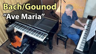 Bach/Gounod 'Ave Maria' 2 Pianos  Emilie & Dad