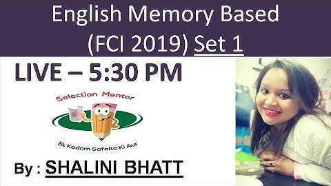 English// Memory Based SET 1//FCI 2019//By Shalini bhatt