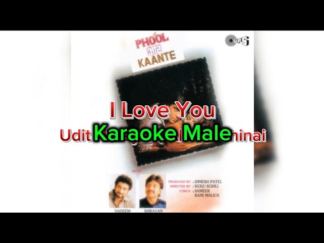 Karaoke Male | I Love You | Phool Aur Kaante | Alisha Chinai, Udit Narayan |