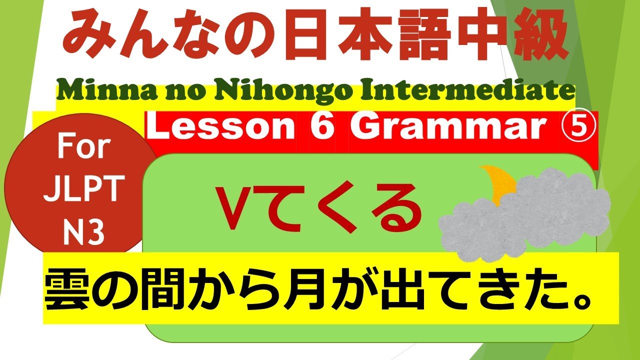 Minna no Nihongo Intermediate Lesson 6 Grammar⑤ || みんなの日本語中級第6課文法（ぶんぽう）⑤ #Vてくる