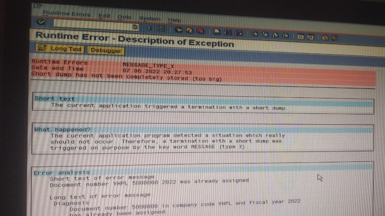 Runtime Error In Sap MM