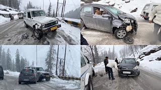 Live crash near Atal tunnel | Sliding cars in snow |  Sudden snowfall