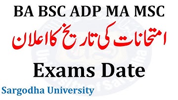 BA BSc AP MA MSC Exams 2022 - Date Sheet - Roll No Slips - 2022 Exams Sargodha University UOS Exams