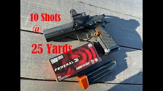 Practical Accuracy Test - Federal American Eagle 9mm 124 Grain FMJ - 10 Shots at 25 Yards - CZ TSO