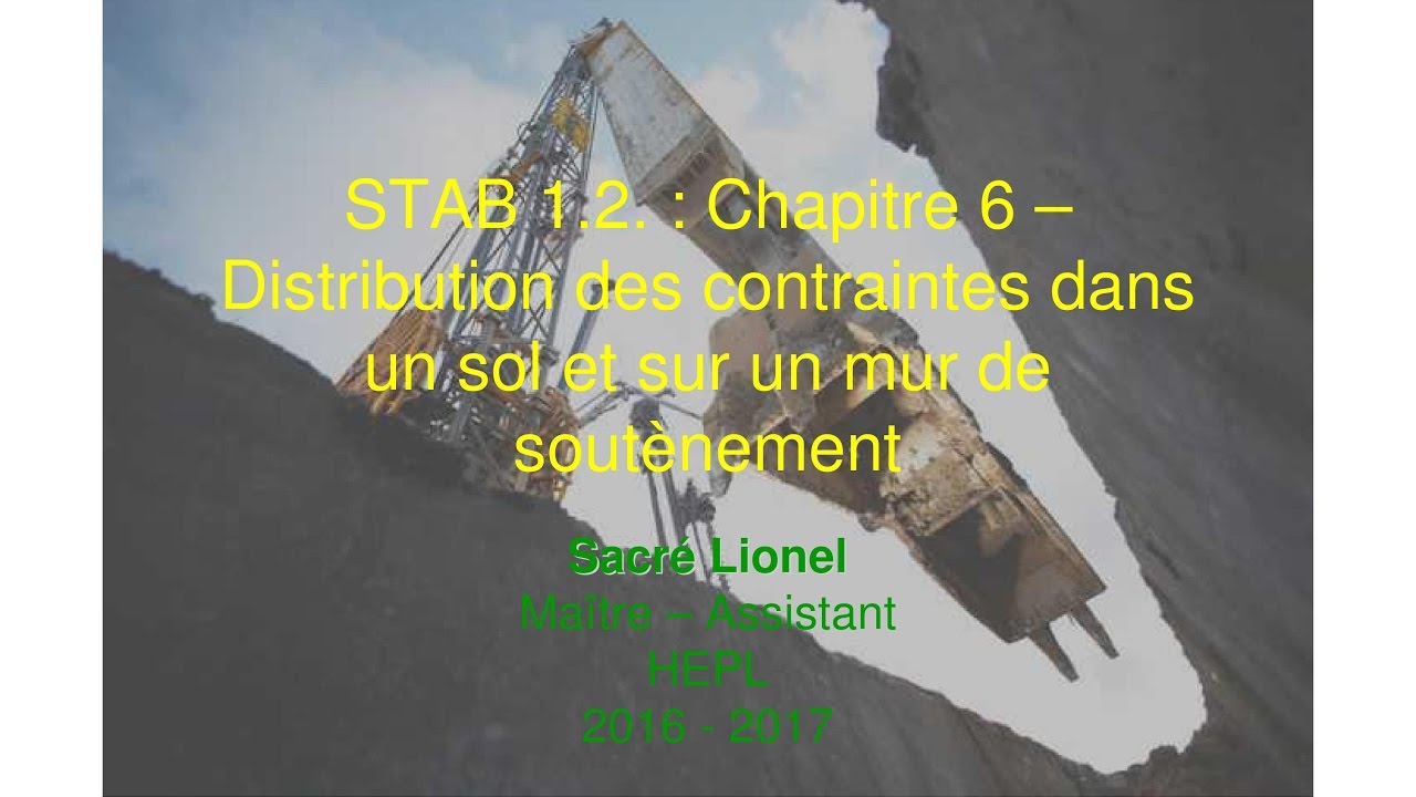 STAB 1.2. : Chapitre 6 - Distribution des contraintes dans un sol et sur un mur de soutènement