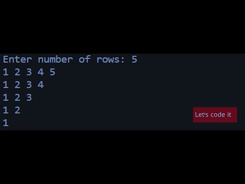 C++ Program To Create Inverted half pyramid using numbers - YouTube