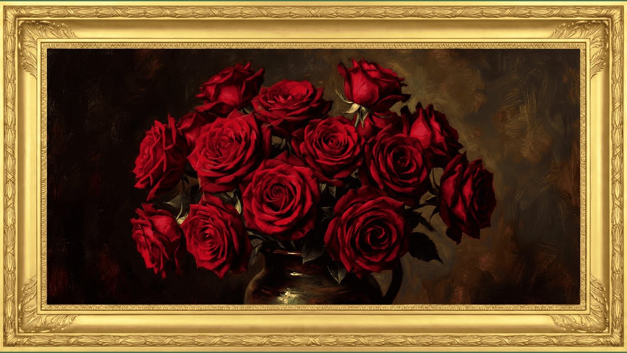Red Roses Oil Painting | 3 Hours Classic Art for Frame TV | No Sound | 4K