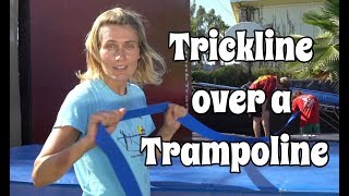 Slackline over a trampoline