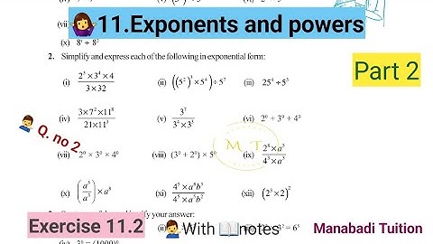 7th class maths|Chapter 11|🤷‍♀️Exponents and powers| 💁‍♀️Exercise 11.2| Q no 2 |part 2|CBSE|NCERT