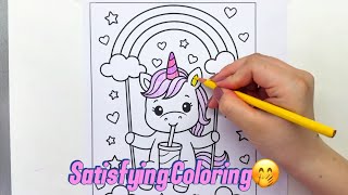 🌈 SATISFYING UNICORN COLORING UNDER THE RAINBOW 😍 screenshot 4