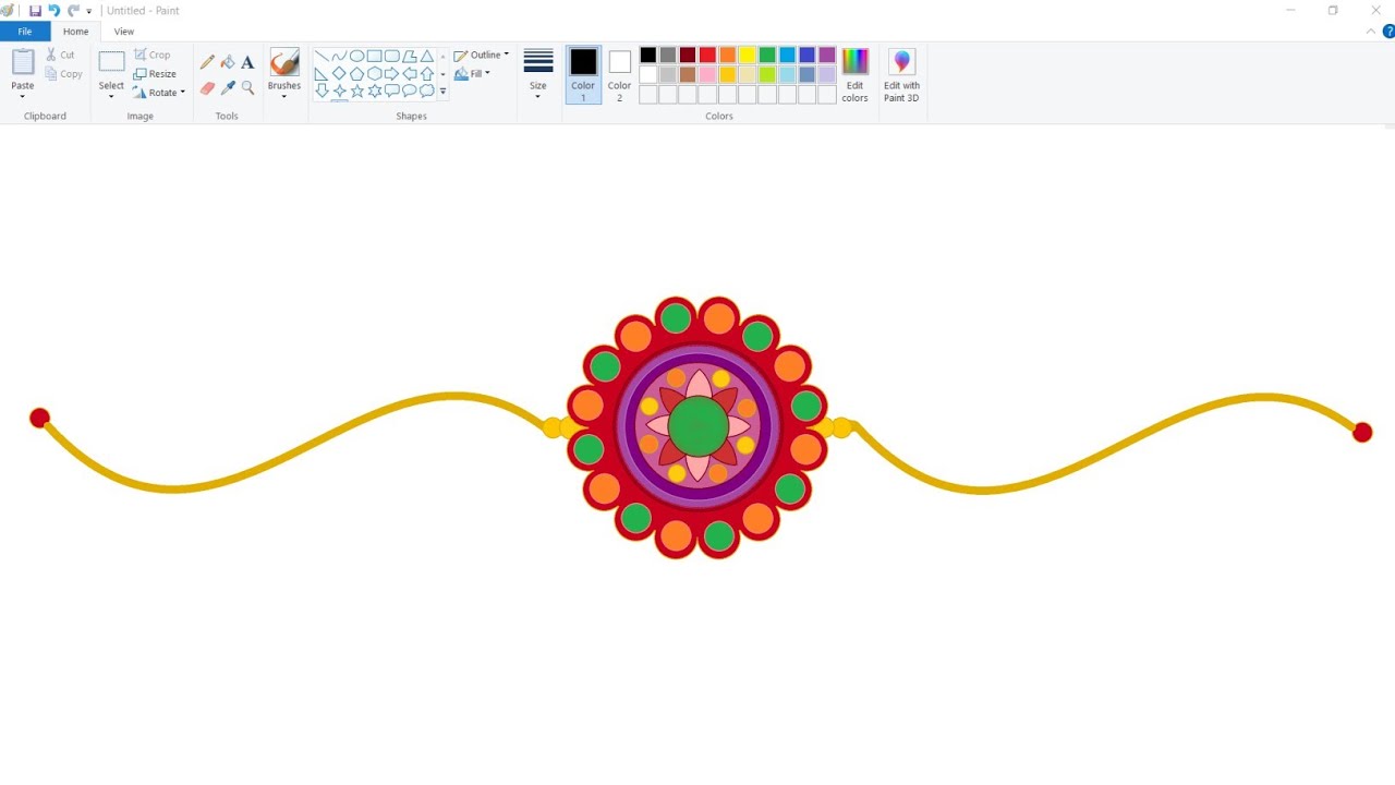 How to draw in Ms Paint | Simple Rakhi Drawing | Raksha Bandhan Drawing ...