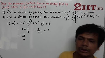 FACTORISATION Ex6 Q3 Class X ICSE | IIT JEE  Find the remainder on dividing f(x) by (2x + 1)