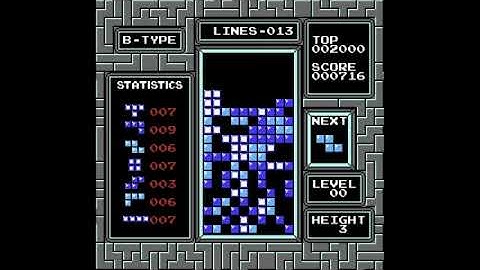 NES Tetris no rotation B-type 0-3 [3 lines off]