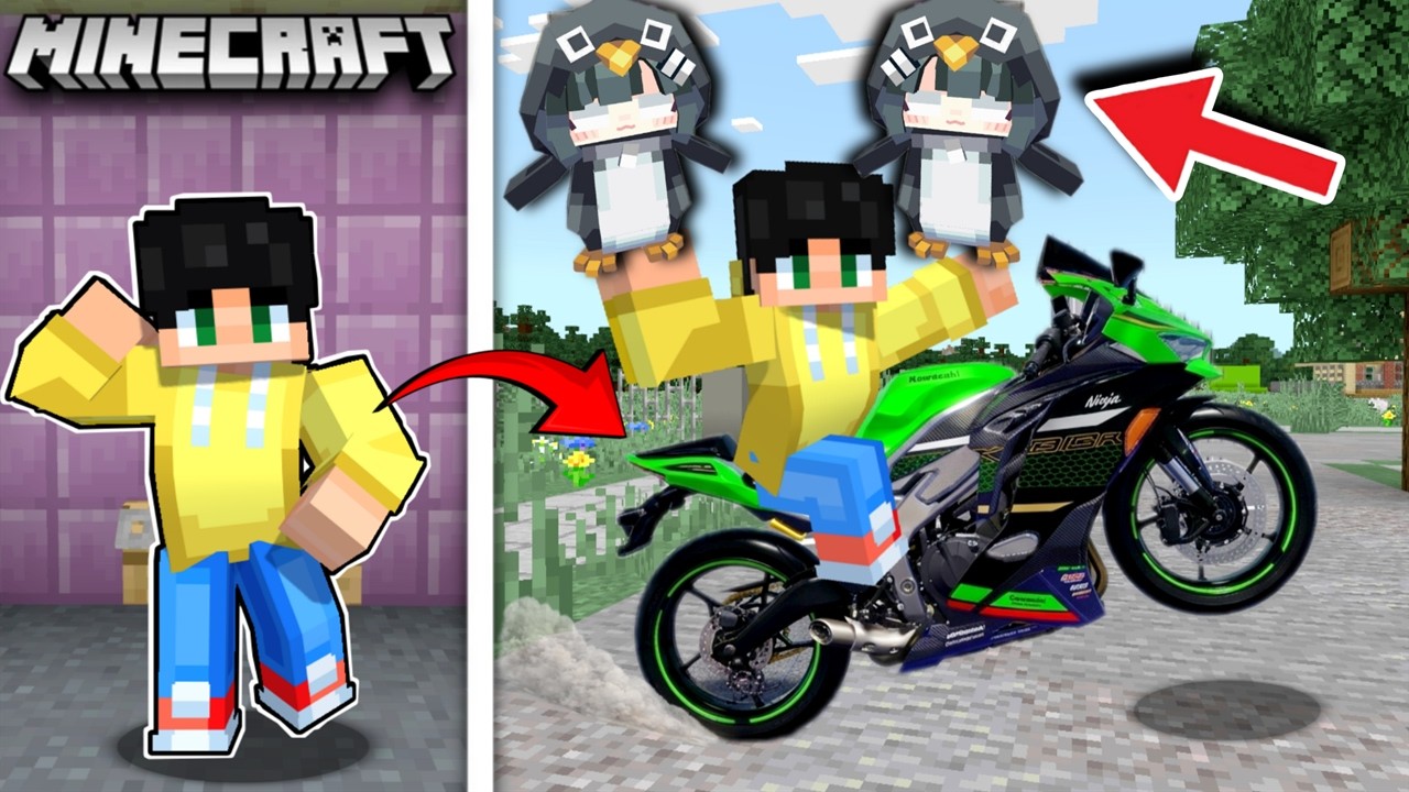 NILIGTAS KO ang GUGUGAGA Penguin KAPALIT ng KAWAZAKI NINJA ZX25R BIGBIKE sa Minecraft
