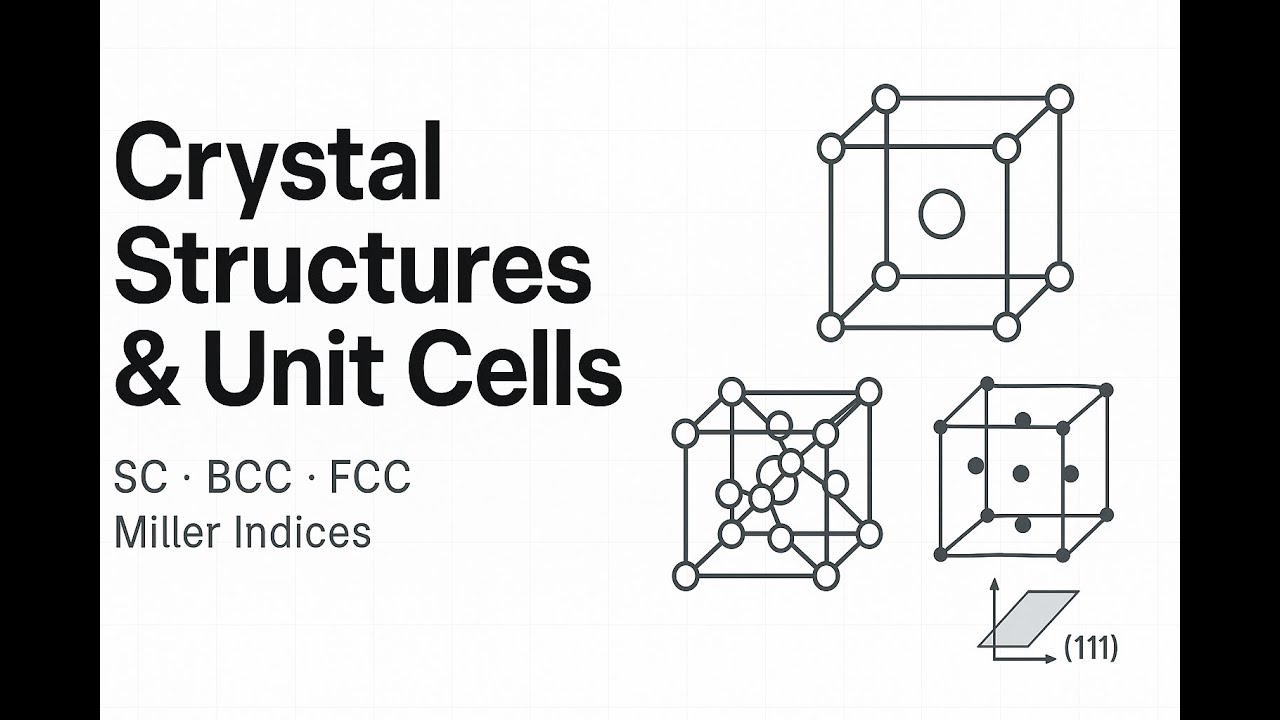 Crystal Structures and Unit Cells: Simple Cubic, BCC, FCC, and Miller Indices Explained